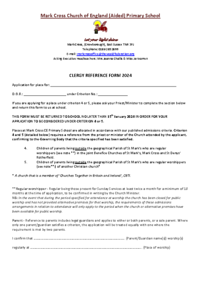 Clergy Reference Form 2024