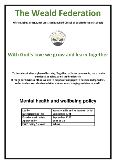 Mental Health & Wellbeing Policy