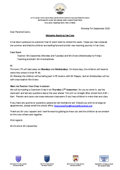 2026 Mark Cross Welcome Letter (Fox)