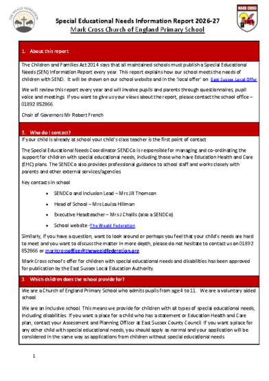 SEND Information Report 2026