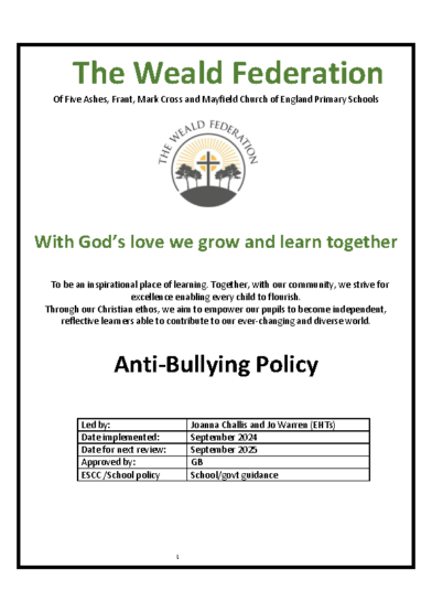 Anti bullying policy