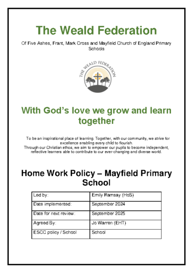 Mayfield Homework Policy