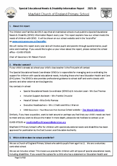 SEND Information Report 2025