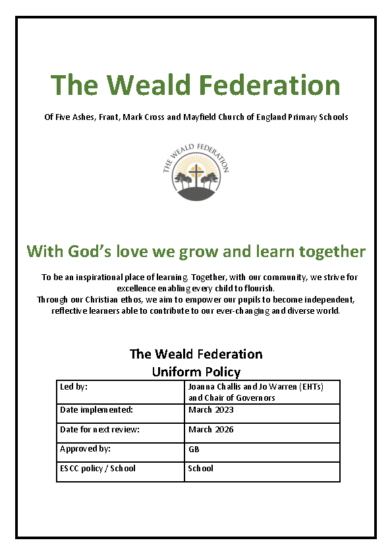 Weald Federation Uniform Policy March 23