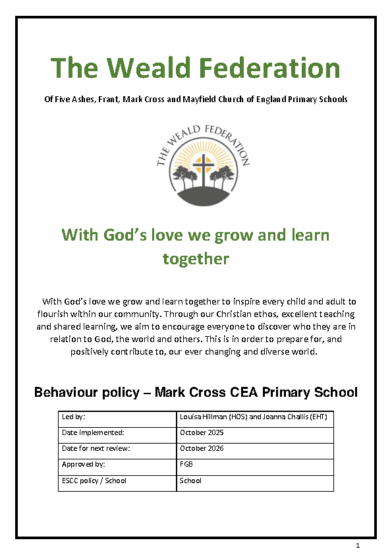 Behaviour Policy – Mark Cross