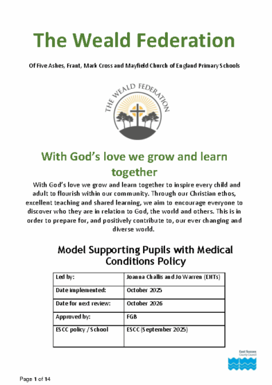 Supporting Pupils with Medical Conditions Policy