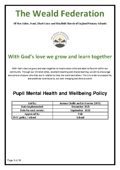 Mental Health & Wellbeing Policy